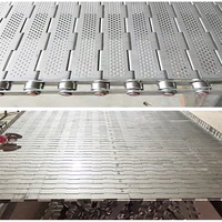 Cintas transportadoras de cadena perforada de acero inoxidable personalizadas para lavado y secado industrial de alimentos, con bisagras para chatarra.