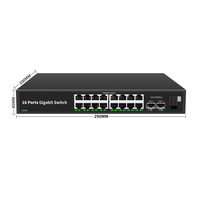 16 24 Port Gigabit Tidak dikelola perusahaan jaringan Switch dengan 2 Slot SFP