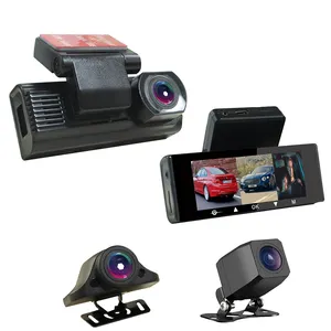 Karadar汽车DVR三摄像机1080P高清录像机记录器，带ADAS WIFI G传感器24h停车和汽车抗疲劳驾驶警告