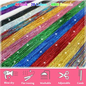 Kit di Tinsel per <span class=keywords><strong>Capelli</strong></span> 20 Colori 4800 Ciocche 48 Pollici Resistenti al Calore <span class=keywords><strong>Extension</strong></span> <span class=keywords><strong>Capelli</strong></span> Lisci con Clip Glitter Fatati per Ragazze - Product Image 4