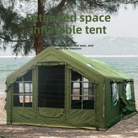 Tente gonflable double couche imperméable quatre saisons de 15 m² pour camping extérieur, style petite maison, prête à l'emploi, en coton