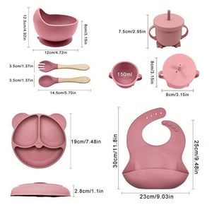 Juego de Platos para Bebé Libres de BPA, Juego de Cena para Niños de Silicona de 6 Piezas, Juego de Alimentación para Bebé 100% de Silicona con Plato Dividido y Tazón con Succión - Product Image 3