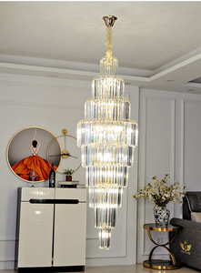 Grand lustre pour bâtiment duplex, lampe de hall en cristal, lustre pour escalier rotatif, lustre post-moderne pour salon de villa - Product Image 5