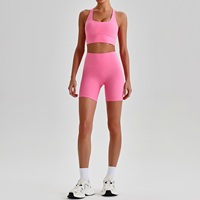 Ensemble de vêtements de sport pour femmes, short de yoga taille haute en nylon ultra doux, soutien-gorge croisé, tenue de fitness