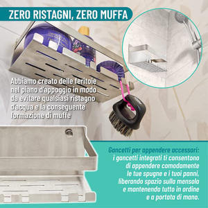 Estante de Almacenamiento para Baño <span class=keywords><strong>sin</strong></span> Taladrar y Posibilidad de Fijación con <span class=keywords><strong>Tornillos</strong></span> Estante de Ducha de Acero Inoxidable Plata 23*8,5*10CM - Product Image 4