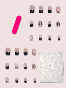 24 Uds <span class=keywords><strong>Uñas</strong></span> acrílicas ABS de alta calidad con decoración de perlas de diamantes de imitación lindas <span class=keywords><strong>uñas</strong></span> postizas <span class=keywords><strong>cuadradas</strong></span> <span class=keywords><strong>cortas</strong></span> fábrica al por mayor - Product Image 4