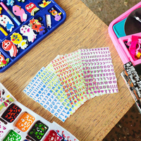Autocollants en vinyle multicolores à paillettes étoiles et lettres pour les loisirs créatifs des enfants, la décoration de la salle de classe, le scrapbooking