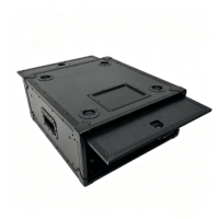 Boîtier de transport OEM 4U empilable tout noir pour montage en rack avec 4 pieds/roches en caoutchouc et portes coulissantes supérieures sans verrous d'interverrouillage