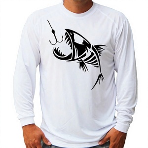 Chemise de pêche blanche à manches longues, séchage rapide, anti-UV, pull-over, logo personnalisé imprimé, vêtements de pêche - Product Image 1