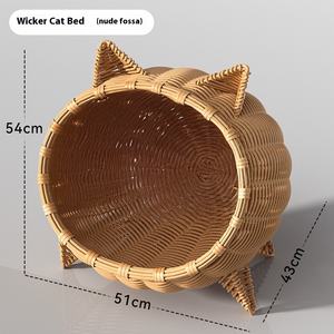 Однотонная летняя палатка из дышащего ротанга для кошек и собак с закрытым питомником - Product Image 6