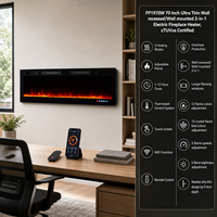 Cheminée électrique intelligente WiFi encastrable et murale de 70 pouces (9,4 cm) ultra-mince, fabriquée en Thaïlande, avec contrôle par application