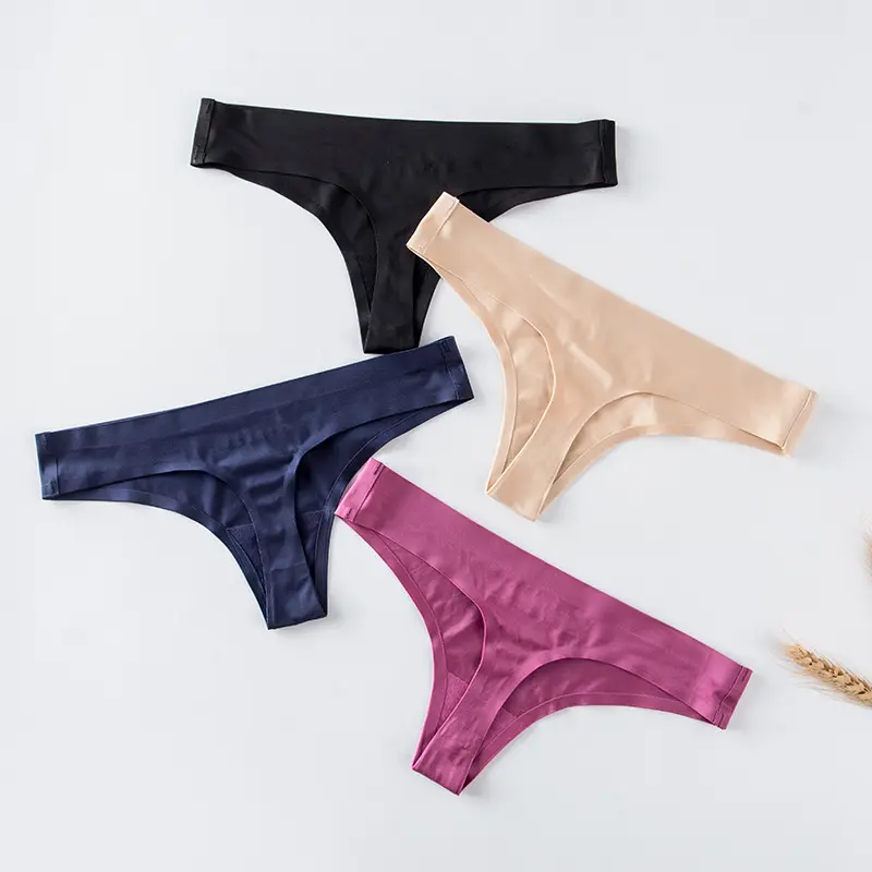 Culotte tanga Sexy en Satin sans couture, sous-vêtements, string, en soie, pour femmes, nouvelle collection 2020