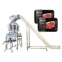 Machine d'emballage automatique en barquettes avec peseuse multi-têtes pour le remplissage de viande fraîche, poulet et crevettes surgelées