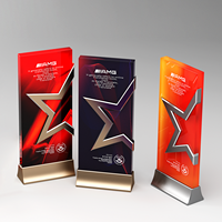 Trofeo Personalizado de Cristal y Metal de Alta Gama para Empleados Destacados, Premio de Honor para Reuniones Anuales Corporativas, Personalizable