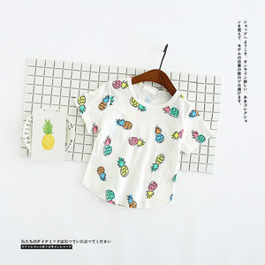 เสื้อยืดสับปะรดสำหรับผู้หญิงเสื้อยืดพิมพ์ลายได้หลายสีสำหรับฤดูร้อนในต่างประเทศ - Product Image 4