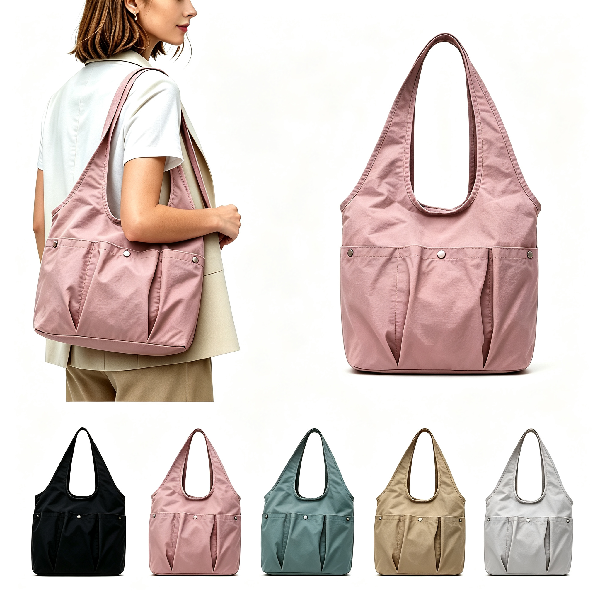 Lightweight Nylon Shoulder Tote