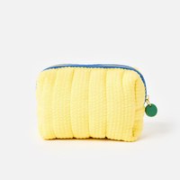 Pochette de maquillage matelassée personnalisée avec logo brodé, en coton, initiales alphabétiques jaunes, trousse de toilette tendance