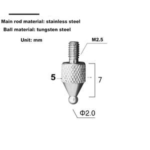 Modul Pengukur Titik Bola Karbida Tungsten, <span class=keywords><strong>Probe</strong></span> Bola, Kepala Pengukur Pitch Cross-bar M2.5/ # 4-48UNF Thread - Product Image 2