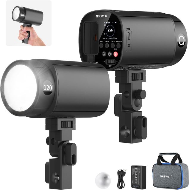 Q120 120Ws 2.4G TTL outdoor pocket flash, portable studio Speedlite 1/8000s HSS single light with model light/3000mAh battery/