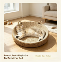 Lit pour chat en osier XL, résistant à l'usure, avec griffoir en corde de coton, résistant aux déchirures, non-déchirable, pour toutes les saisons