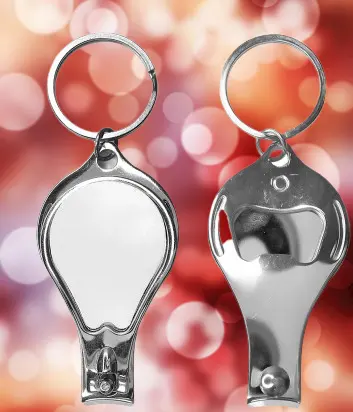 Sublimation Metall Nagel knipser Schlüssel anhänger Zink legierung Schlüssel halter mit Nagel knipser und Flaschen öffner