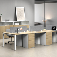 Escritorio Modular de Oficina Ecológico de Madera Moderna para 4, 6, 8 o 10 Personas, con División de Espacios de Trabajo