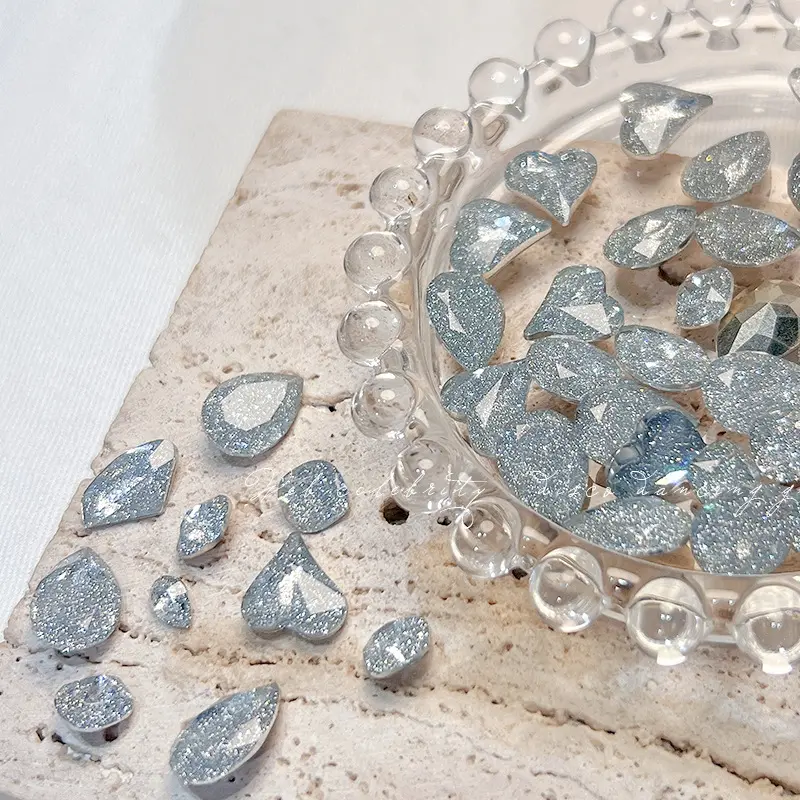 MU Nail Fragmented Sparkling Shaped Sharp Bottom Skew Heart Nail Decoration Diamond Decorative Sticker