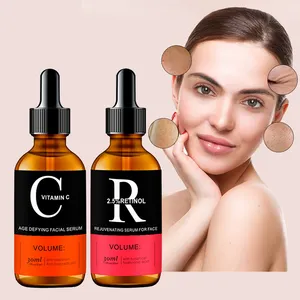 Serum cosmético para cuidados com a pele, vitamina c, retinol, brilho, anti envelhecimento, com óleo de rugas, rótulo privado