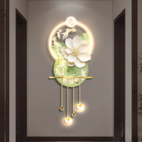 Lotus décoration de la maison acrylique impression UV peintures murales suspendues et arts muraux métal avec lumière LED pour salon