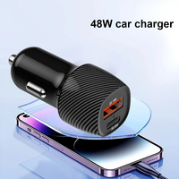 Pengisi Daya Mobil Mini USB C 48W USB Tipe C QC3.0 18W PD30W Logo Kustom Pengisian Cepat untuk Ponsel Tablet