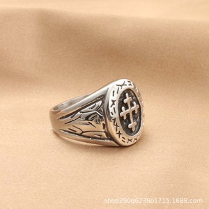 Men's Antique <b>Cross</b> <b>Ring</b> Retro <b>Silver</b> Stainless Steel Punk Style Jewelry Gift - Product Image 3