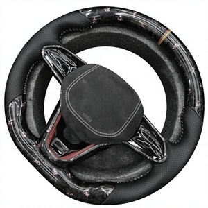 Volante Deportivo de Fibra de Carbono Forjado con Cuero, Luces LED de Cambio de Marcha Rojas, Compatible con VW Passat CC Golf <span class=keywords><strong>GTI</strong></span>/R MQB Evo - Product Image 3