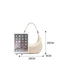 Sac demi-lune de luxe silencieux pour femme en cuir véritable pleine fleur, sacoche minimaliste en cuir de vachette souple, sac à bandoulière et sacoche croisée