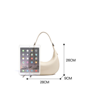 Sac demi-lune de luxe silencieux pour femme en cuir véritable pleine fleur, sacoche minimaliste en cuir de vachette souple, sac à bandoulière et sacoche croisée - Product Image 5