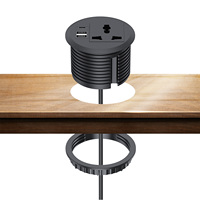Enchufe USB Redondo de 80 mm con 2 Puertos USB-A y 1 Puerto USB-C para EE. UU./UE/Reino Unido/Australia/Francia, Corriente Nominal de 10 A, para Muebles de Oficina y Hogar