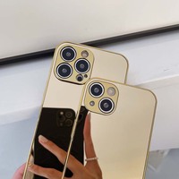 Étui de téléphone antichoc miroir de placage de couleur unie de luxe pour IPhone 17 Pro Max miroir de maquillage couverture arrière pour iphone 17 Air 16 Plus