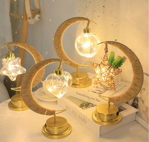 Nueva Lámpara Decorativa LED de Ramadán <span class=keywords><strong>para</strong></span> EID Mubarak, Decoración <span class=keywords><strong>para</strong></span> el Hogar con Diseño de Luna y Estrella, Lámpara de Mesa de Hierro con Diseño de Luna y Estrella de Estilo Nórdico - Product Image 6