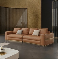 Ensemble de meubles de salon de villa de luxe moderne, canapé en forme de C, table basse, armoire, solution d'aménagement intérieur complète OEM