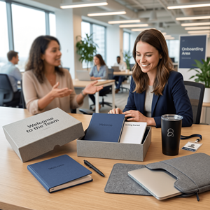 Kit de Bienvenida Personalizado para Empleados, Set de Regalo Corporativo con Cuaderno, Bolígrafo, Vaso Térmico, Alfombrilla para Ratón y Funda para Portátil - Product Image 4