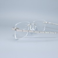 Lunettes de vue sans monture en argent sterling 925 de qualité supérieure, branches ornées de moissanite style échelle, personnalisables OEM