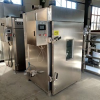 Nouveau Four de Fumage Commercial à Vapeur et Chauffage Électrique pour Viande, Contrôle PLC, Acier Inoxydable 304, Équipement de Traitement Alimentaire par Lots de 100 kg