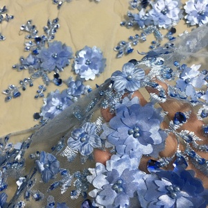 Fancy Màu Xanh Lá Cây Thêu <span class=keywords><strong>3d</strong></span> Hoa Đính Cườm Ren Vải Tuyn Cho Trang Phục Hoặc Đảng, Bán Hot Stock Vải - Product Image 6