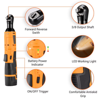 Llave de Trinquete Inalámbrica de 12V con Ángulo Recto, Accionamiento Cuadrado de 3/8, Motor sin Escobillas Industrial/DIY, 40NM de Torque Máximo, Batería de Litio Eléctrica