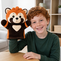 Marionnette à main en peluche super douce de 25 cm, motif raton laveur, en tissu de coton avec rembourrage en coton PP, adorable et personnalisable – Meilleure vente