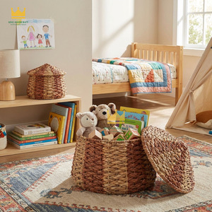 Seagrass Storage <b>Baskets</b> With Lid Suitable for Babies and Kids Room Decor <b>Cheap</b> Price from Vietnam - Product Image 4