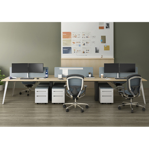 Bàn Làm Việc Hiện Đại Nội Thất Văn Phòng Kích Thước Tiêu Chuẩn 6 Người Bàn Làm Việc Bằng Gỗ <span class=keywords><strong>MDF</strong></span> Màu Trắng - Product Image 2