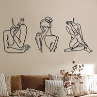 Lukisan tembok siluet besi Dekor dinding gadis logam abstrak seni gantung dinding latar belakang hitam kamar tidur
