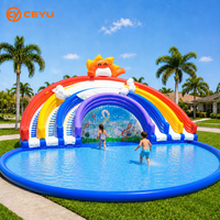 Ceyu Commercial Arche Gonflable Arc-en-ciel avec Toboggan Aquatique et Piscine, Décoration Solaire, pour Enfants et Adultes, Idéal pour Fêtes de Jardin, Location et Vente en Gros