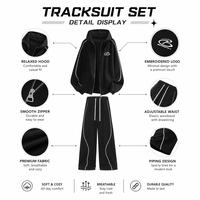 Ensembles Homme Personnalisés OEM : Sweat à Capuche Zippé Uni & Pantalon de Survêtement Ample 2 Pièces Respirant Style Vintage Survêtement Décontracté Streetwear Coordonné