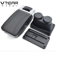 Vtear - Boîte de rangement pour accoudoir avant de voiture en ABS et cuir PU élégant, porte-gobelet, accessoires intérieurs pour Peugeot 208 2012-2021